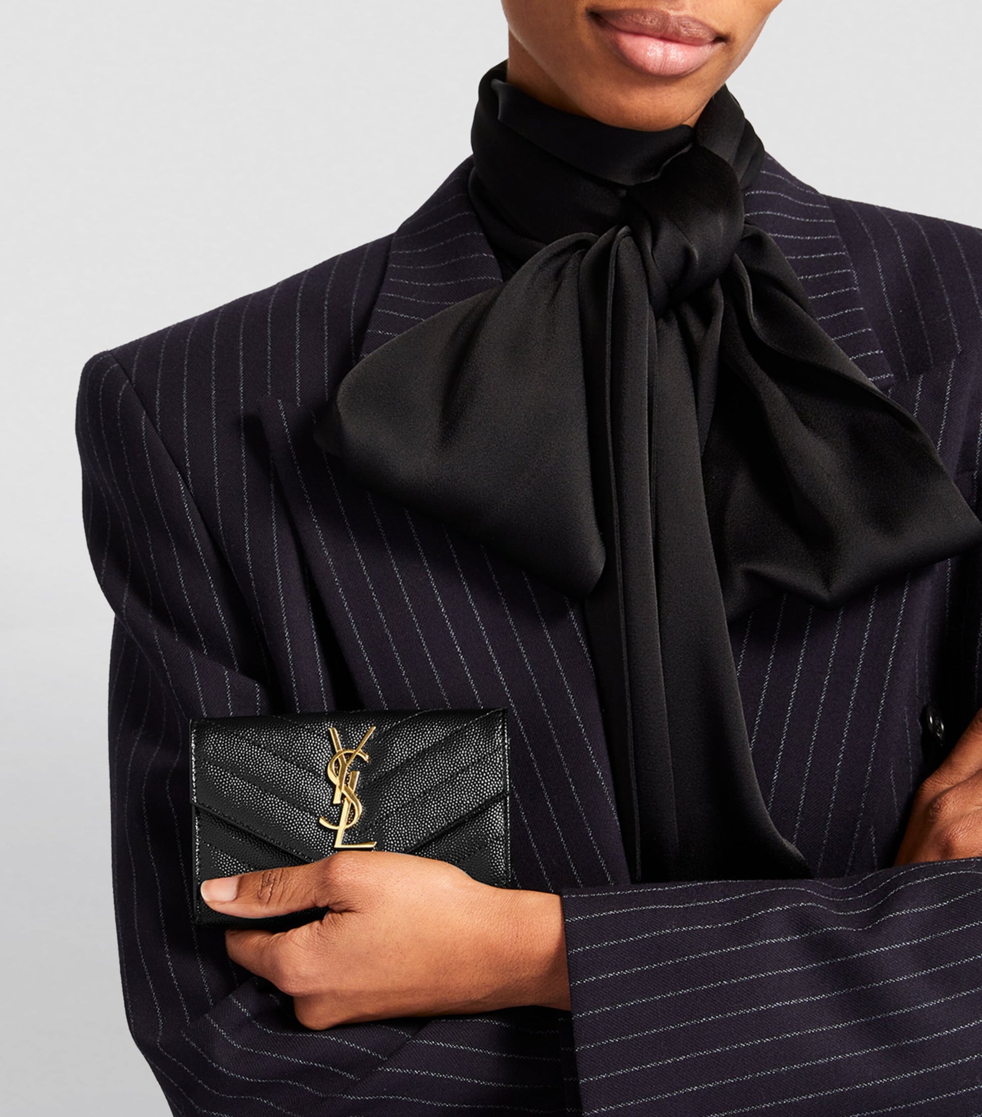 Saint Laurent Black Leather Quilted Wallet