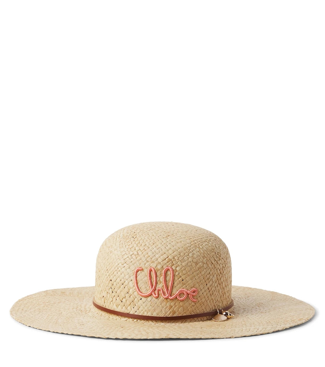 Chloé Kids - قبعة شمس من الرافيا بشعار الماركة