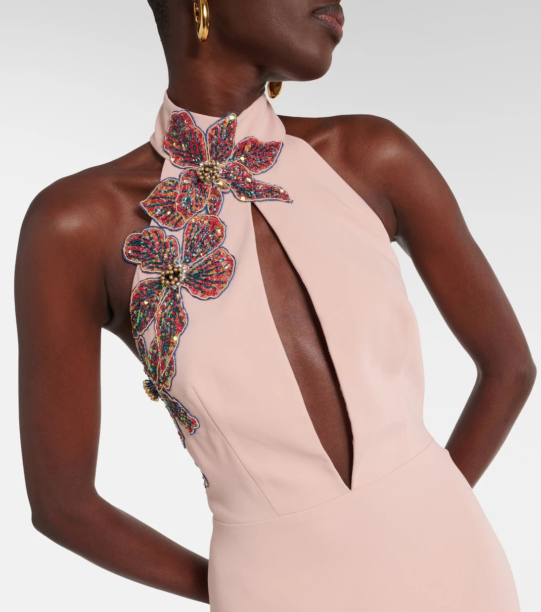 Costarellos - Beaded floral-appliqué gown