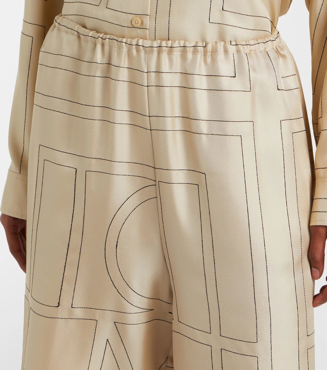 Toteme - Embroidered silk satin Bermuda shorts