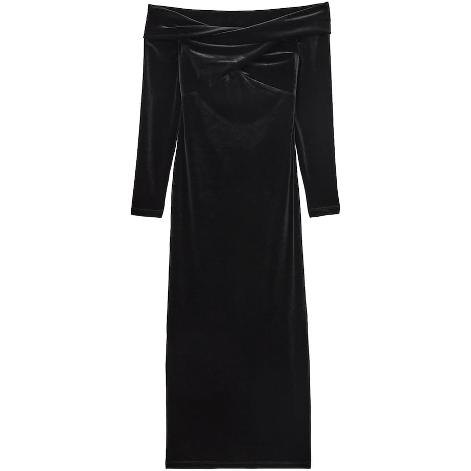 Velvet Delta Midi Dress BLACK