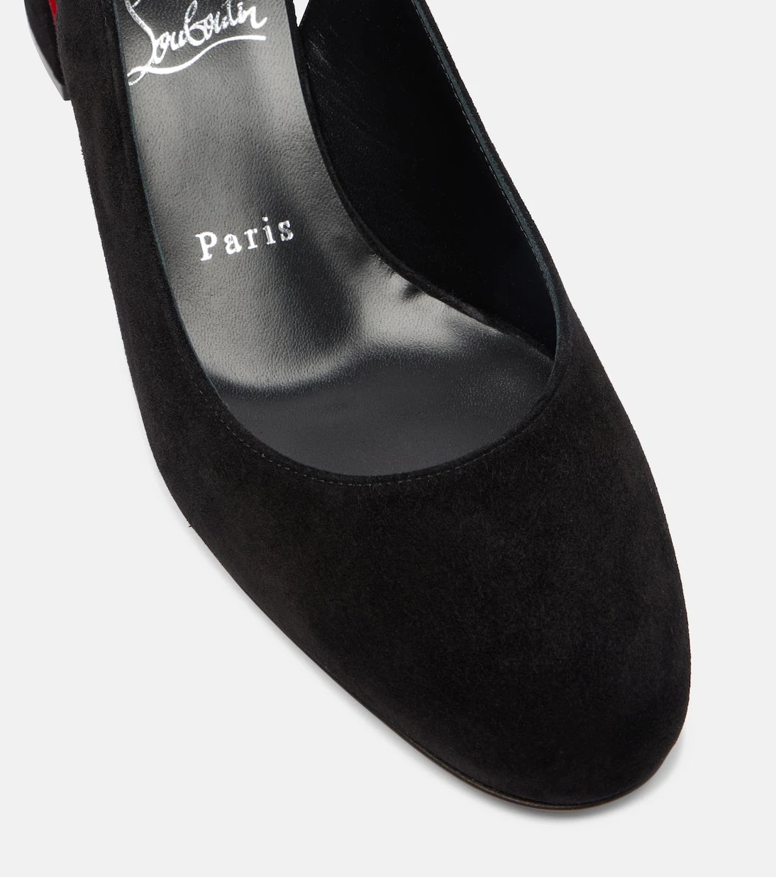 Christian Louboutin - حذاء So Jane 55 بكعب عالٍ من جلد الشامواه ومفتوح من الخلف