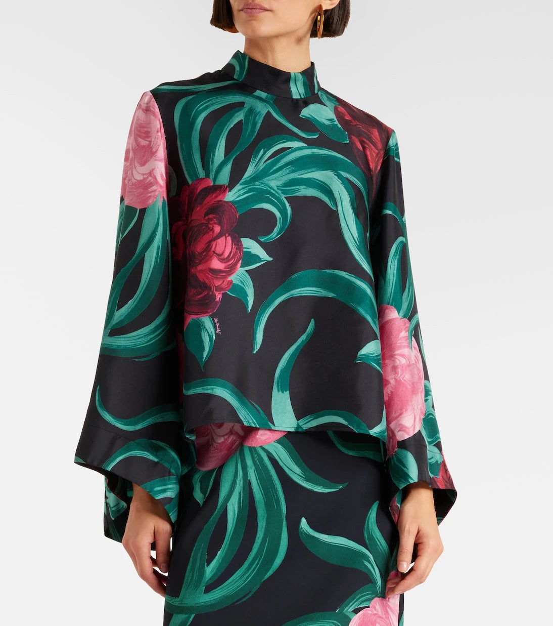 La DoubleJ - Make An Exit floral silk twill top