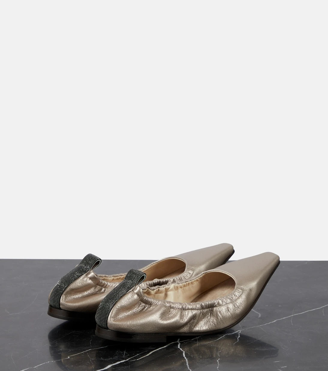 Brunello Cucinelli - Metallic leather ballet flats