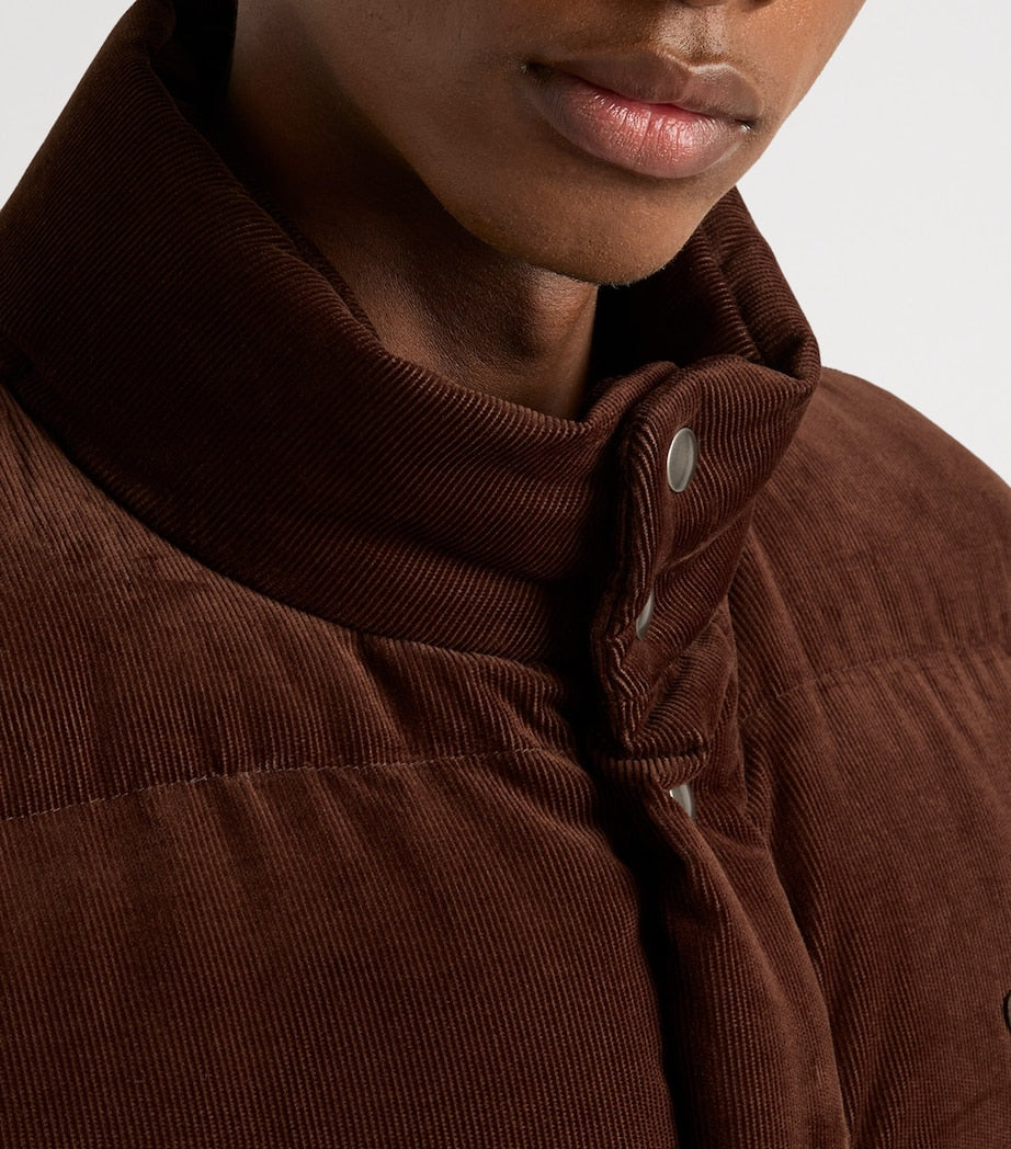 Brown Cotton Corduroy Puffer Jacket