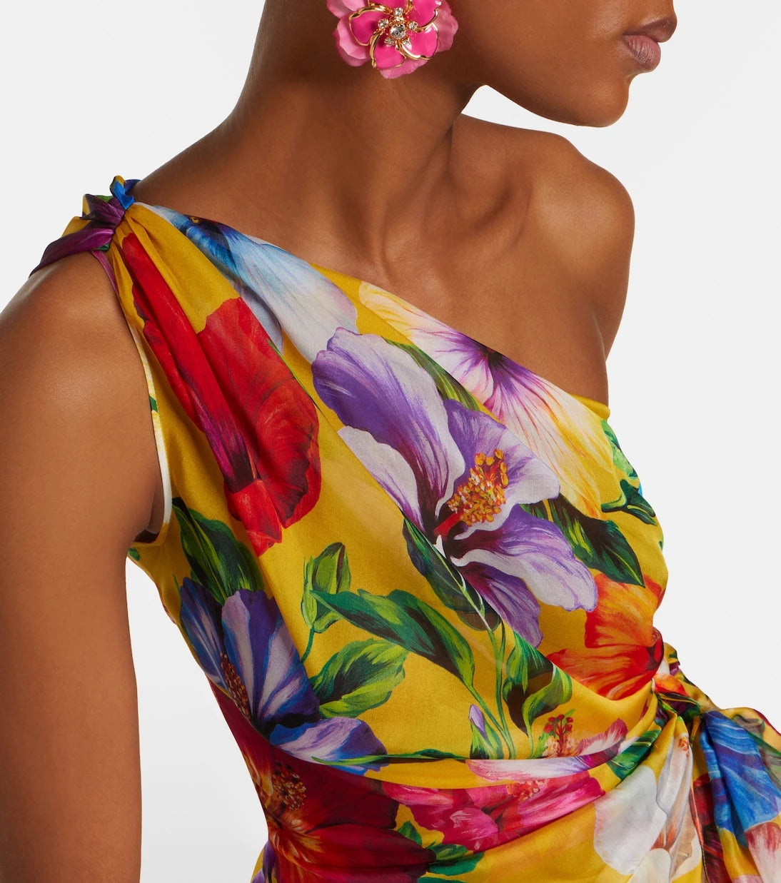 Dolce&Gabbana - Floral one-shoulder silk gown