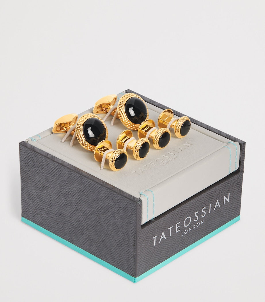 Black Onyx Bullseye Cufflinks And Studs Set