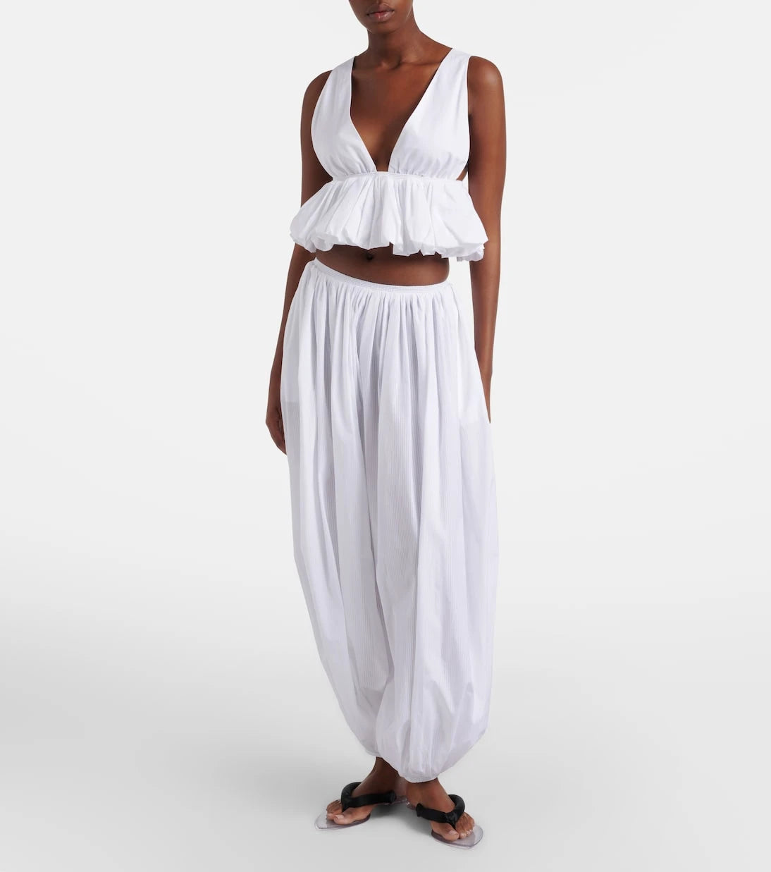 Alaïa - Striped cotton poplin balloon pants