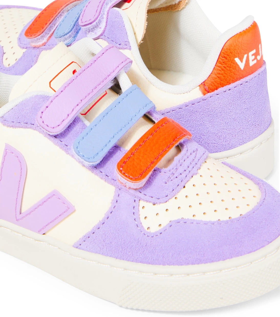 Veja Kids - V-10 suede-trimmed leather sneakers