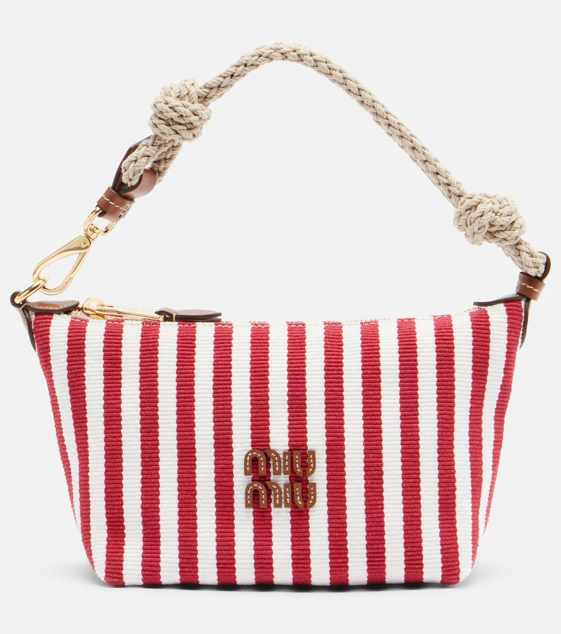 Miu Miu - Striped leather-trimmed top-handle bag