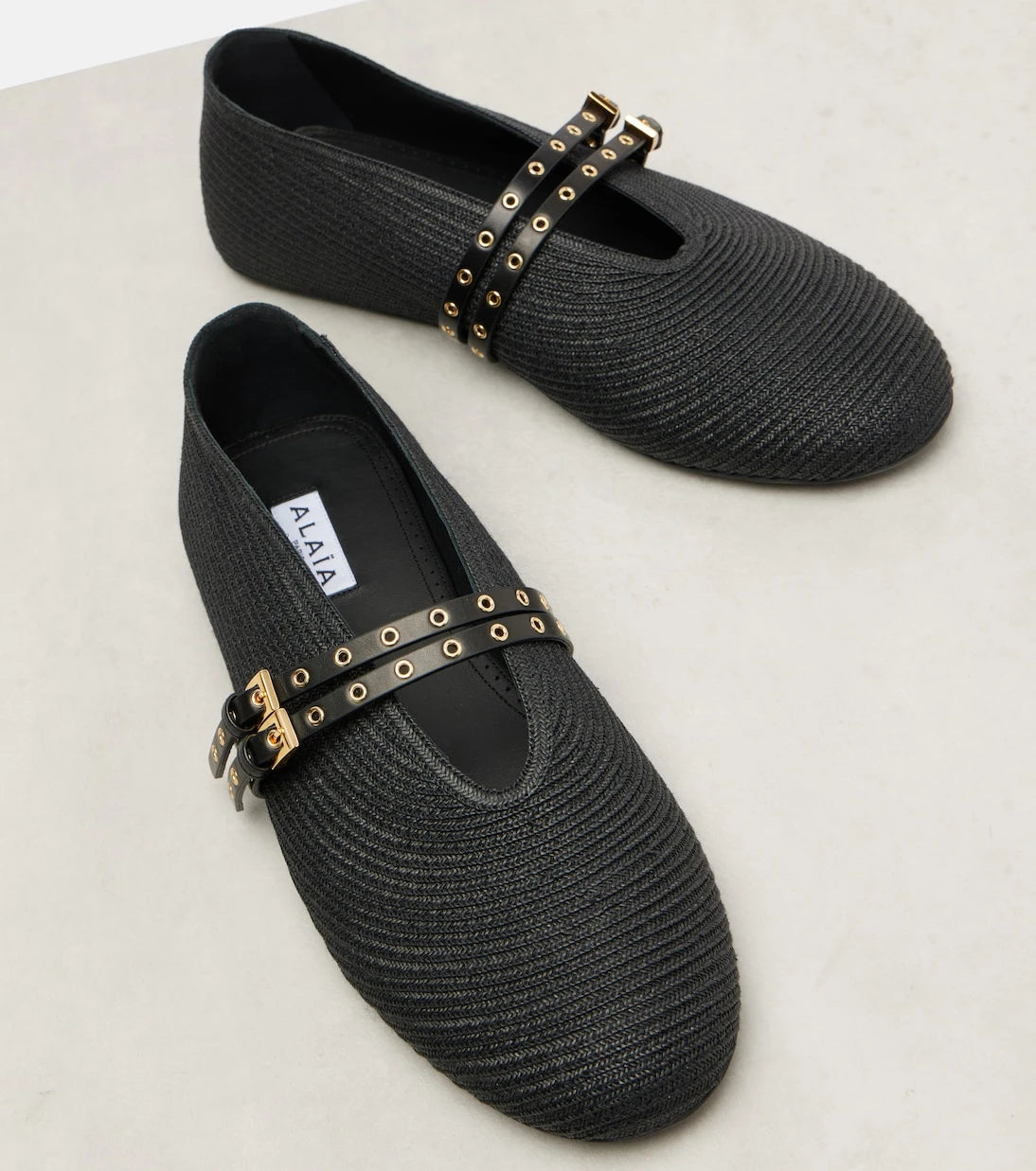 Alaïa - Leather-trimmed ballet flats