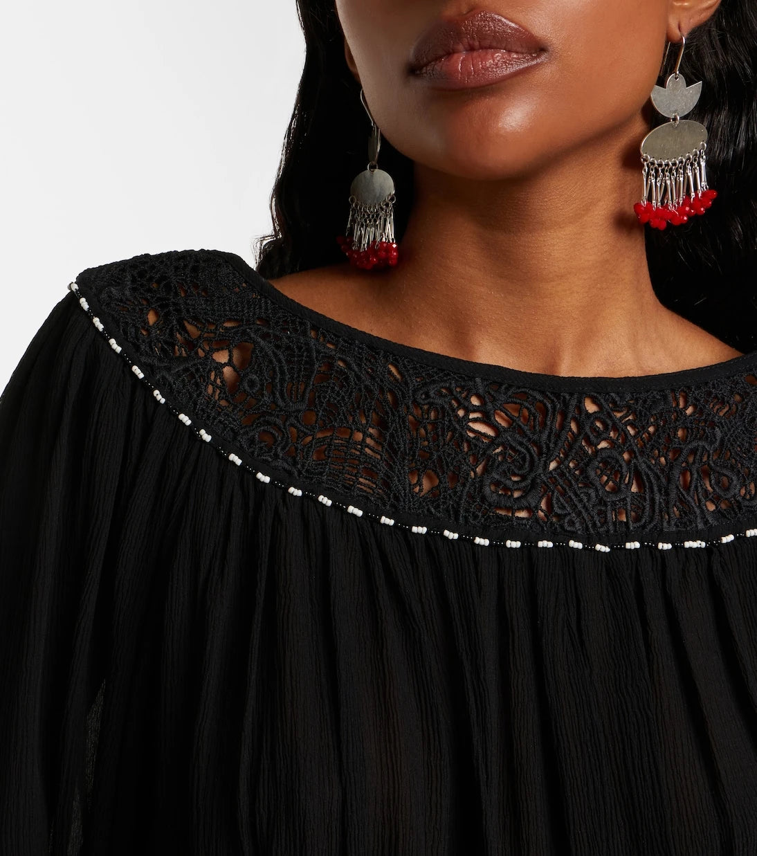 Isabel Marant - Nelida guipure lace-trimmed silk blouse