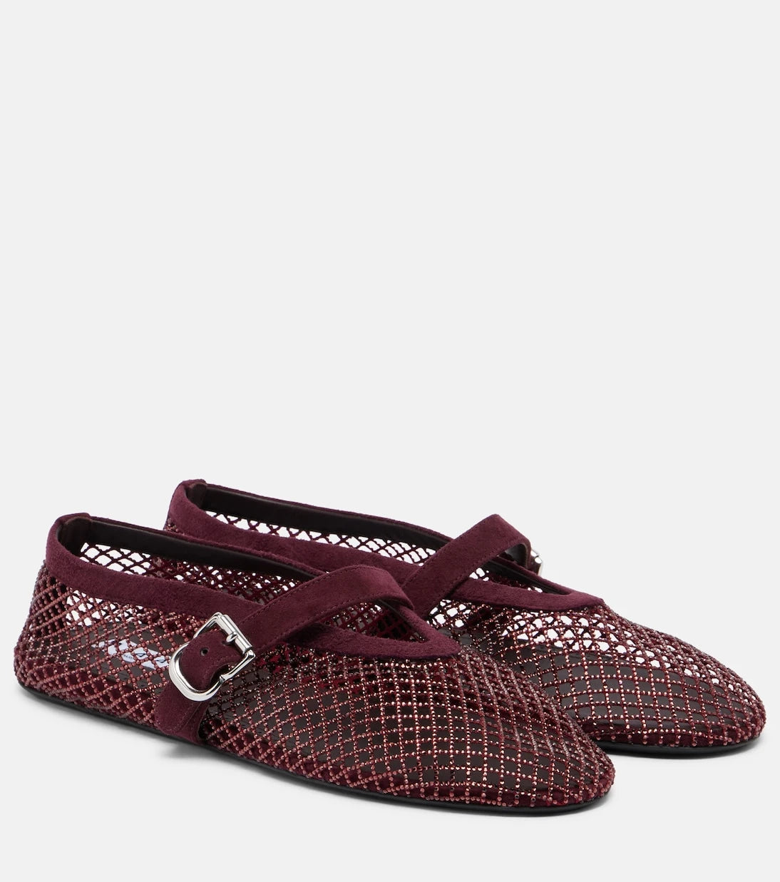 Alaïa - Embellished fishnet ballet flats