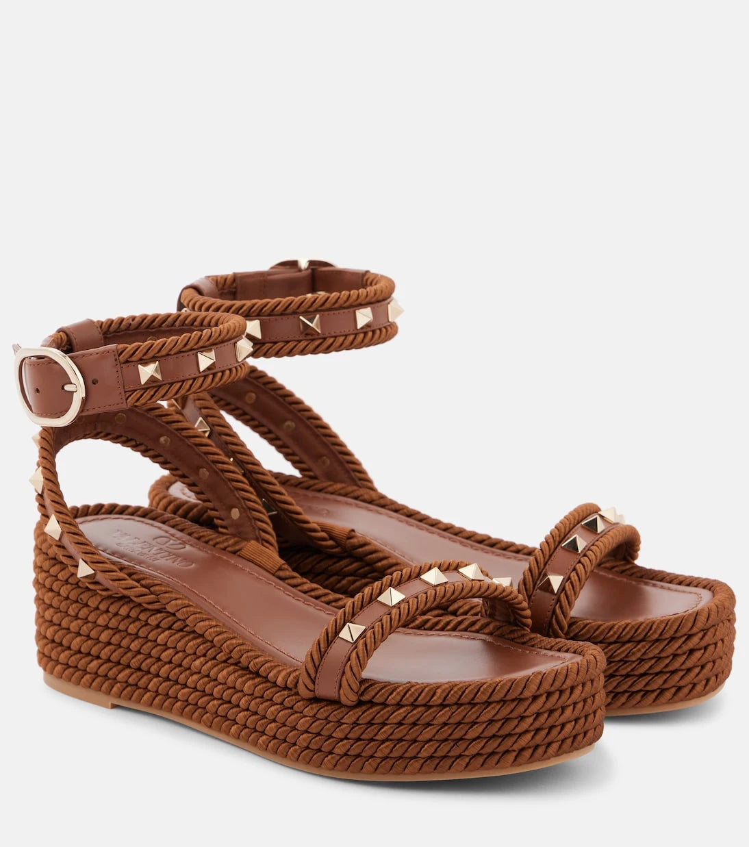Valentino Garavani - Rockstud Torchon leather espadrilles