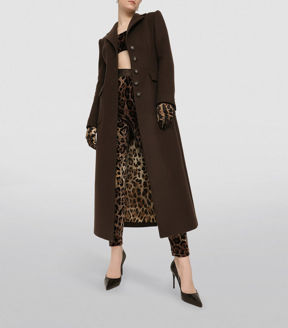 Dolce & Gabbana Multi Velvet Leopard Print Leggings