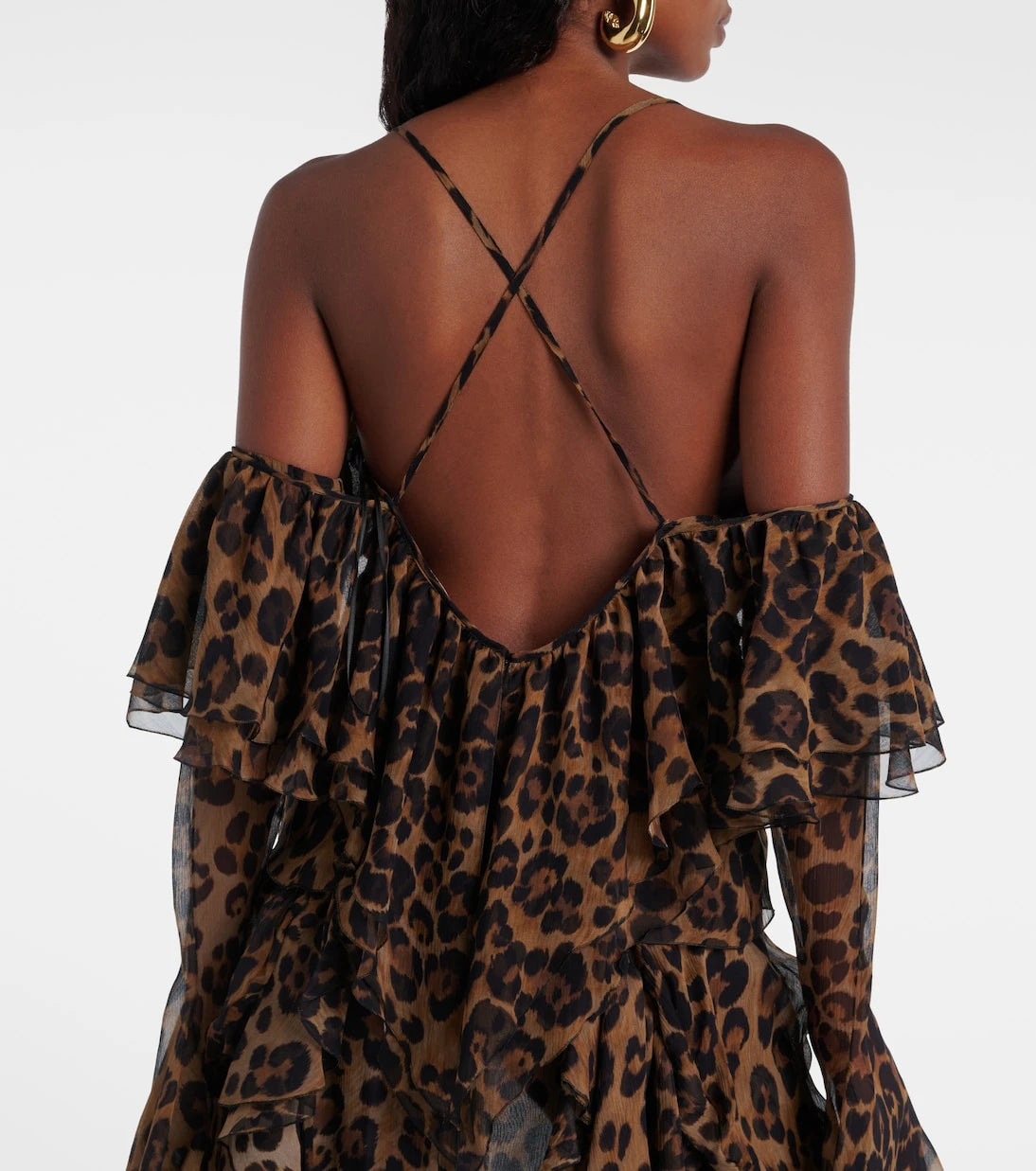 Blumarine - Leopard-print draped silk top