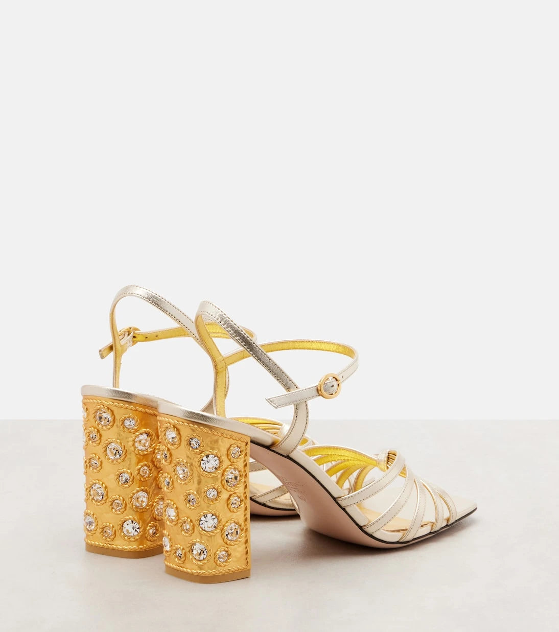 Valentino Garavani - 90 embellished metallic leather sandals
