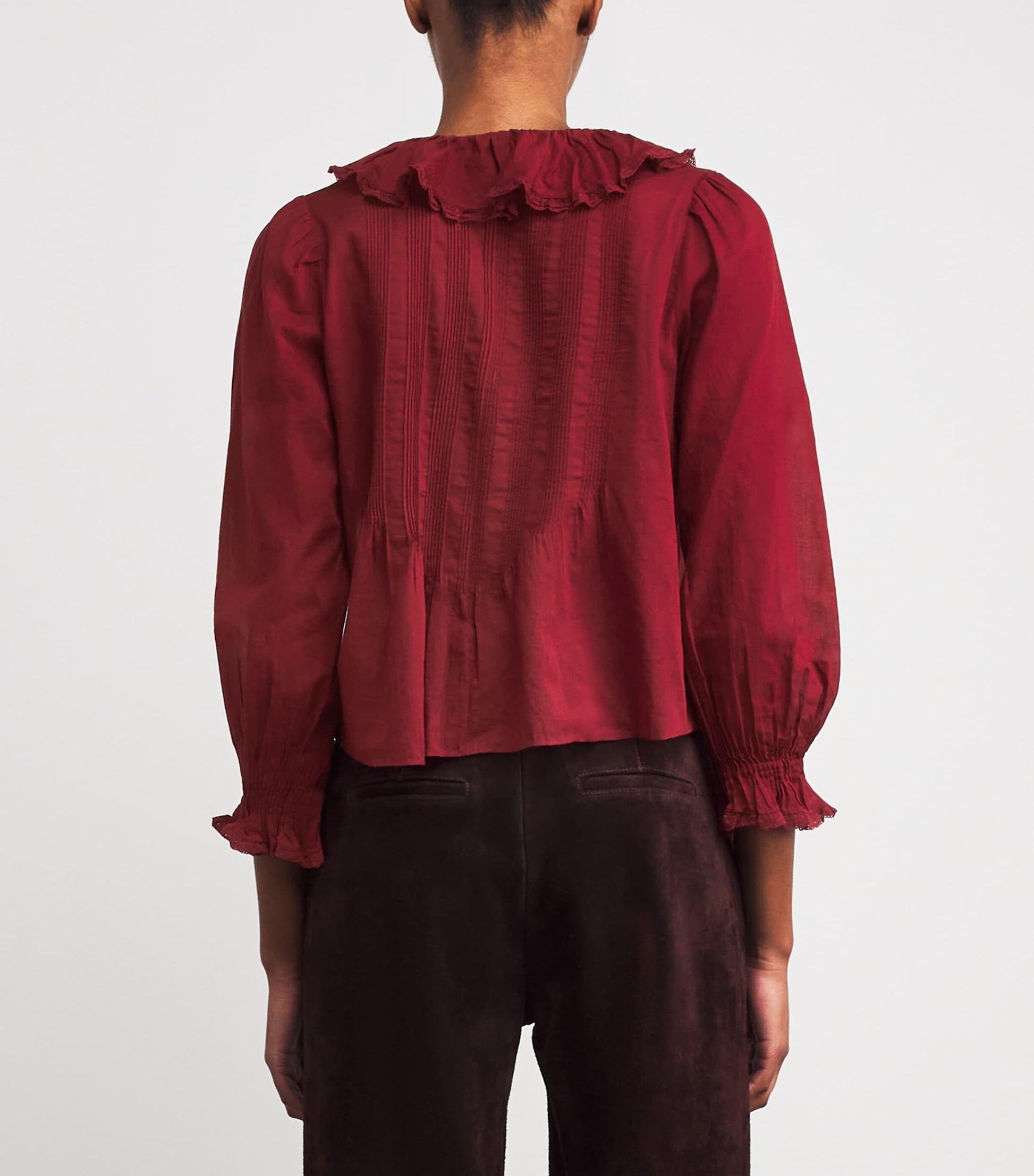 Organic Cotton Ruffled Hardy Blouse DEEP CRIMSON