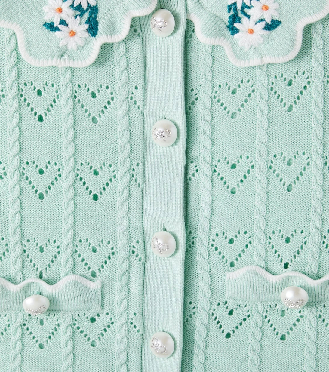 Self-Portrait Kids - Embroidered pointelle cardigan