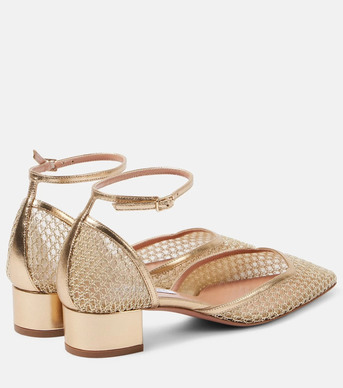 Aquazzura - Asha 35 leather-trimmed mesh pumps