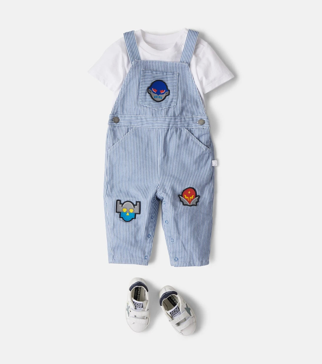 Stella McCartney Kids - Baby striped patch-appliqué denim overalls