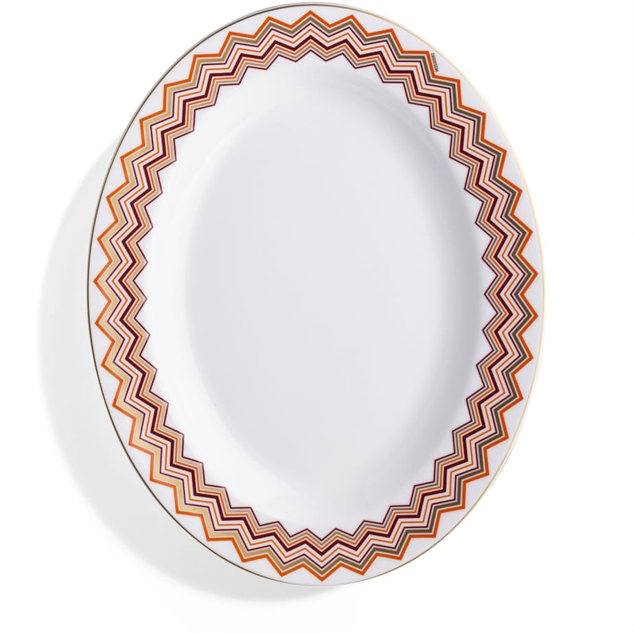 Porcelain Zigzag Oval Serving Dish (36cm)