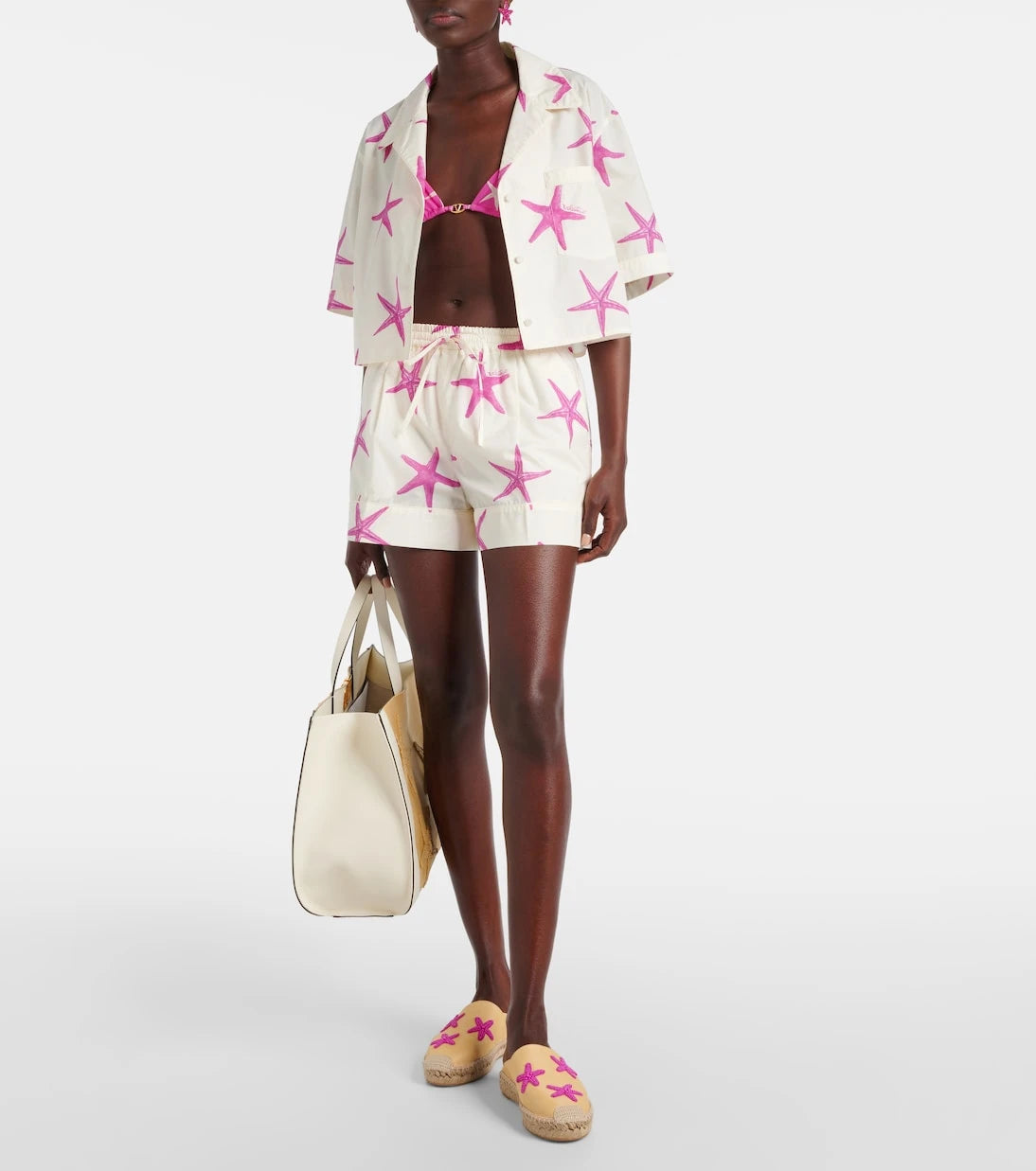 Valentino - Starfish cropped cotton poplin shirt
