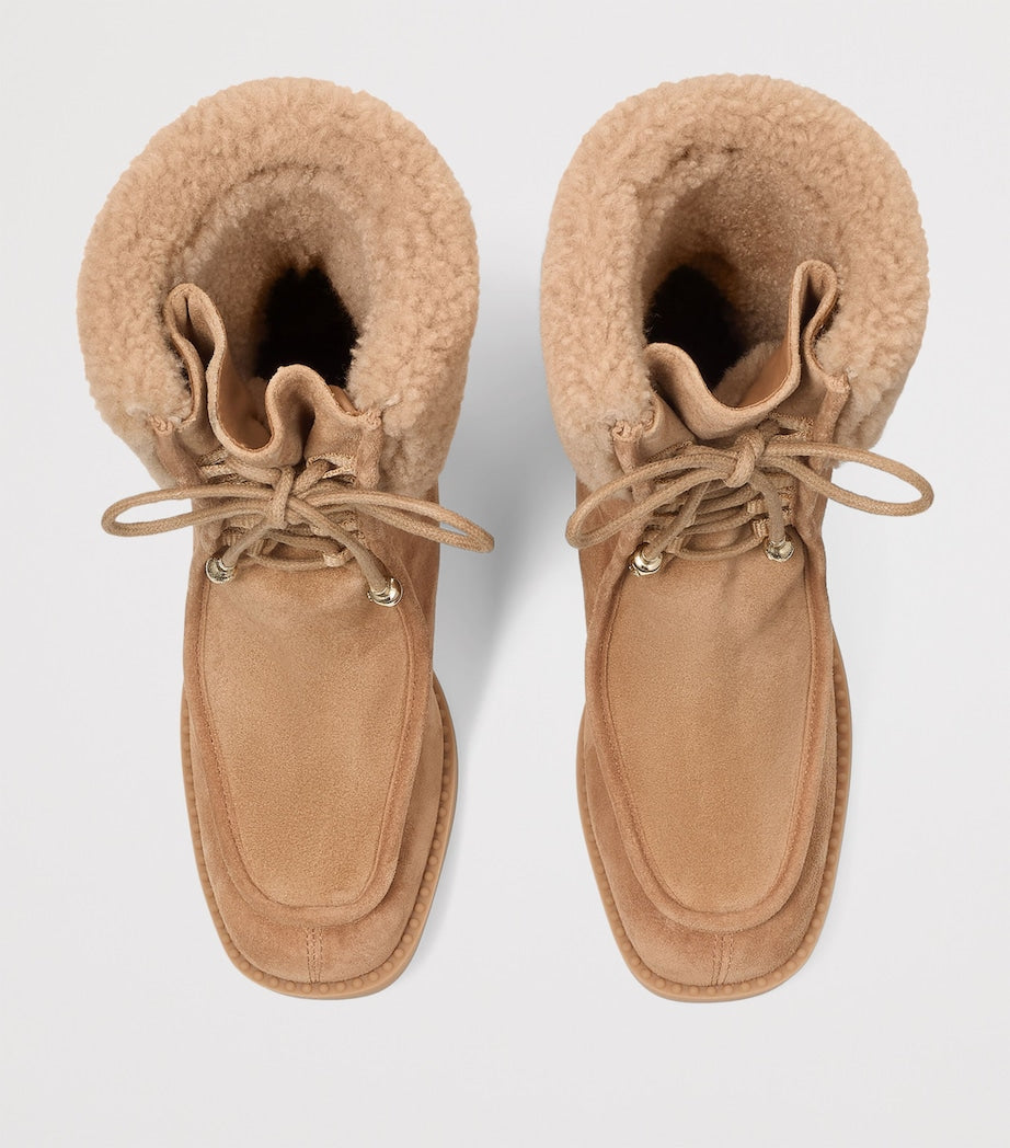 Jimmy Choo Beige Hali 60 Suede Shearling Boots