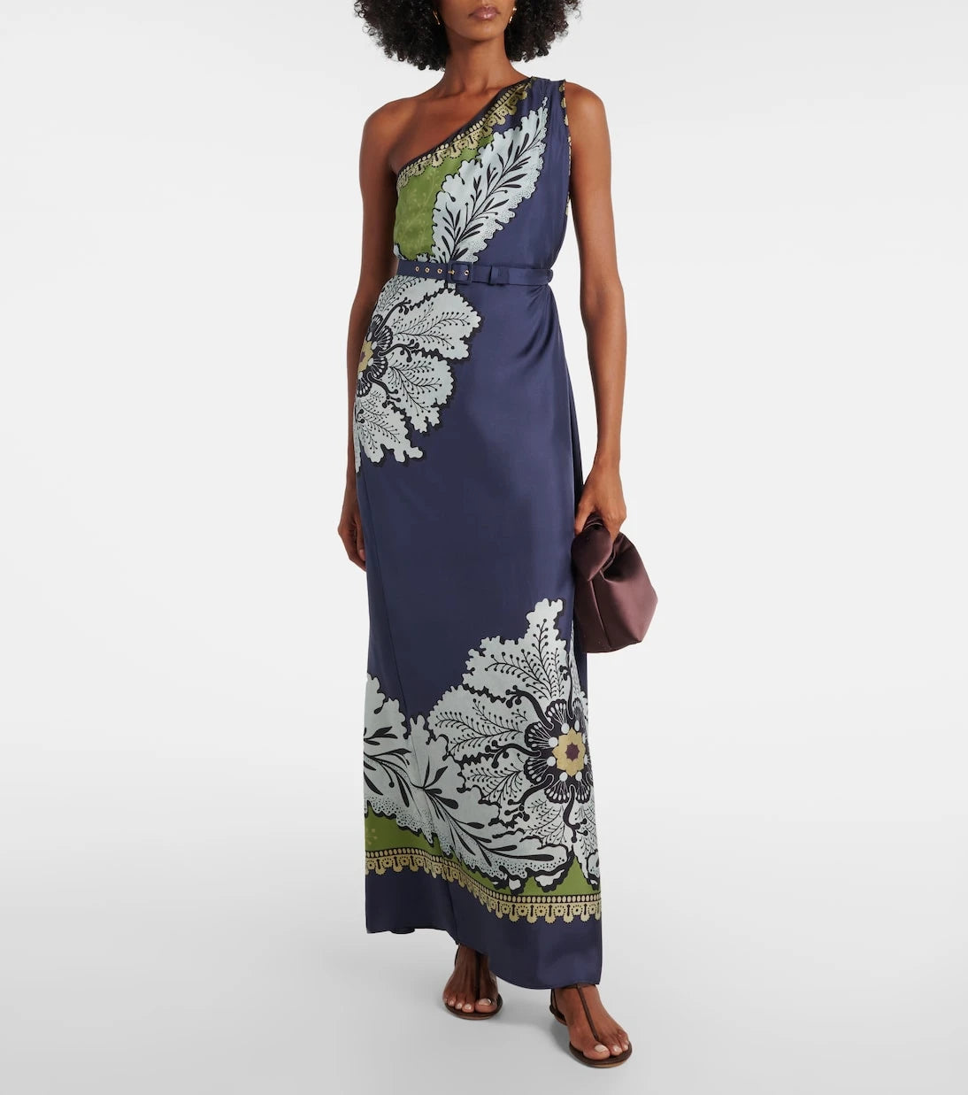 La DoubleJ - Roy floral one-shoulder silk maxi dress
