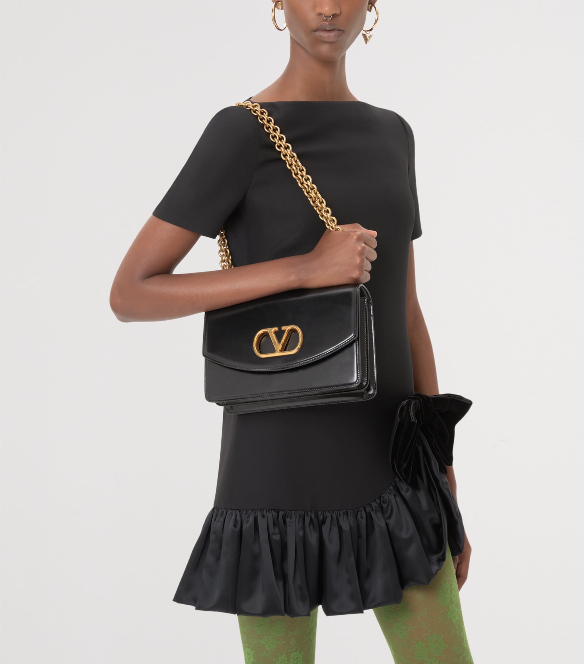 Valentino Black Wool-Silk Mini Dress