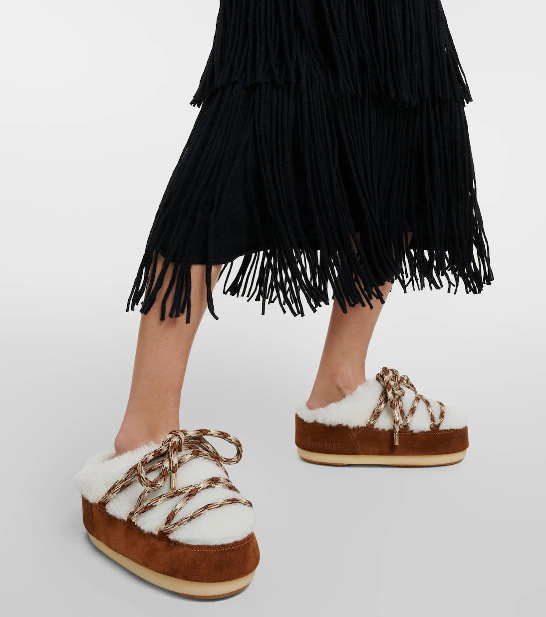 Moon Boot - Suede-trimmed shearling mules