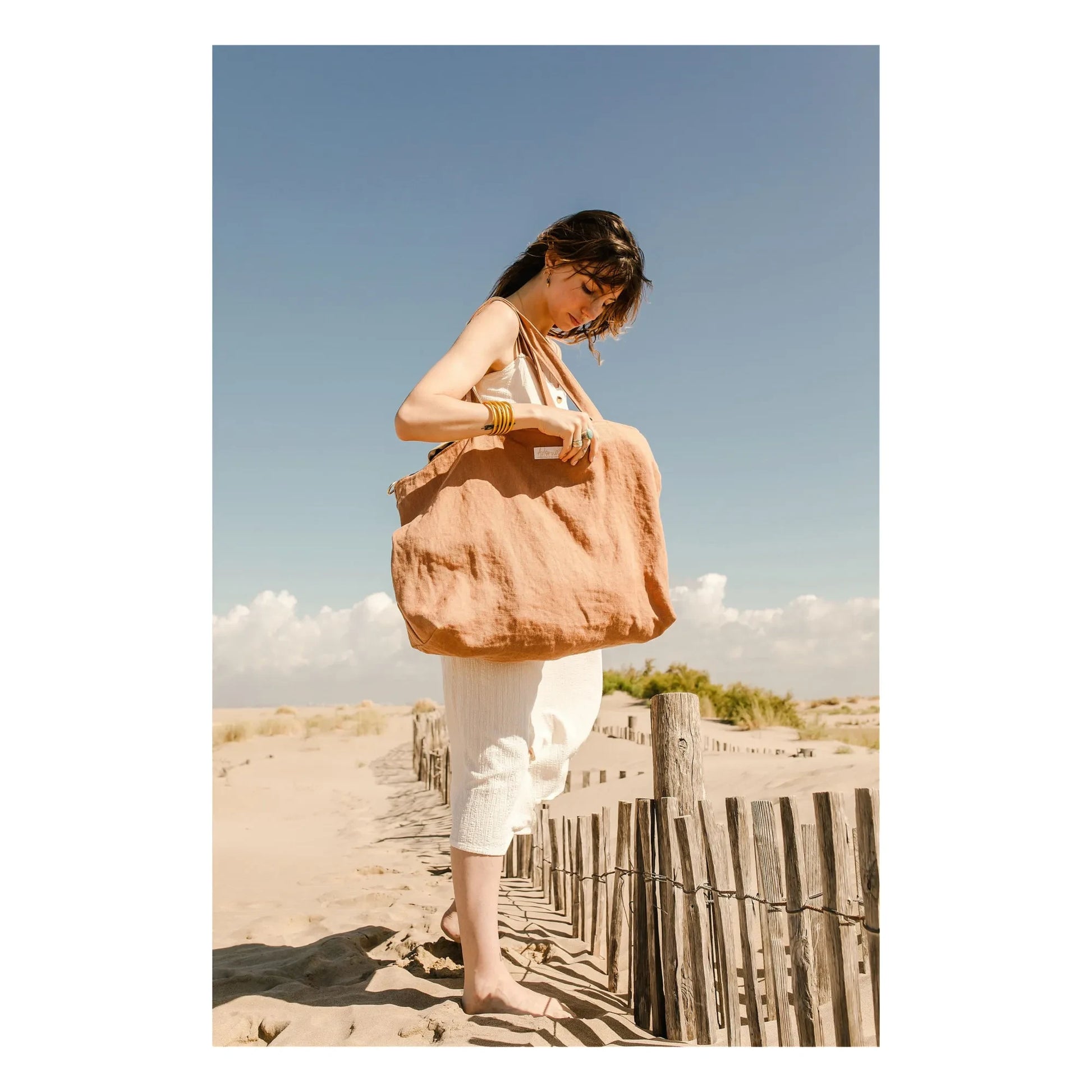 Adorna - Caroline Linen Weekend Bag | Terracotta