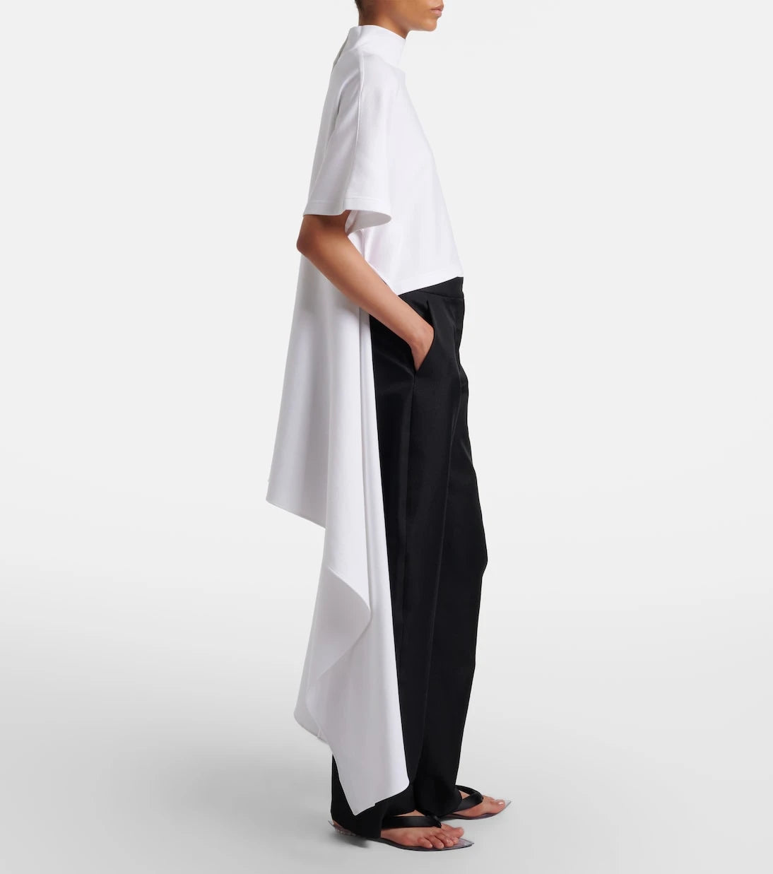 Alaïa - Asymmetric cotton-blend jersey T-shirt