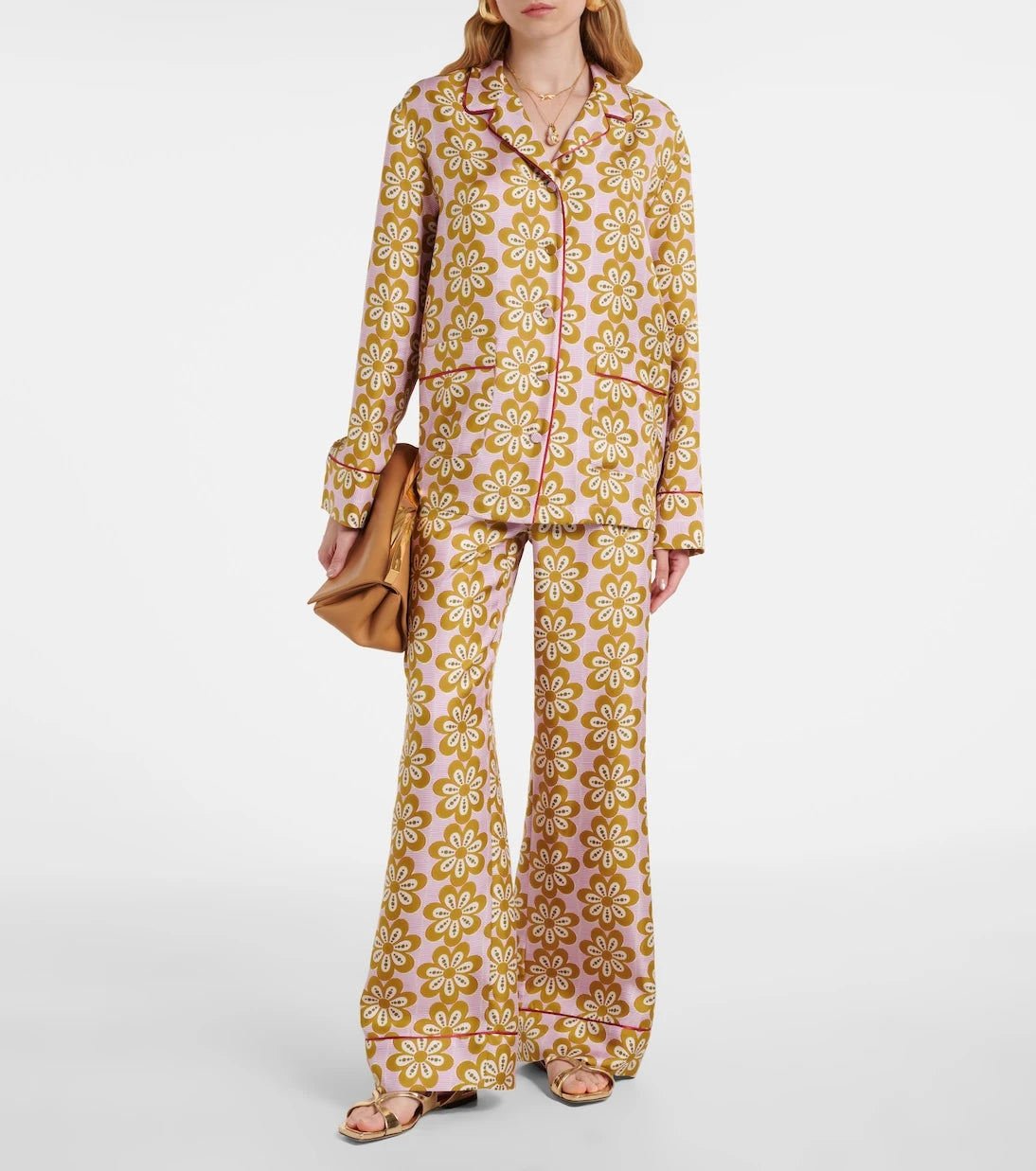 La DoubleJ - Floral silk twill pajama shirt