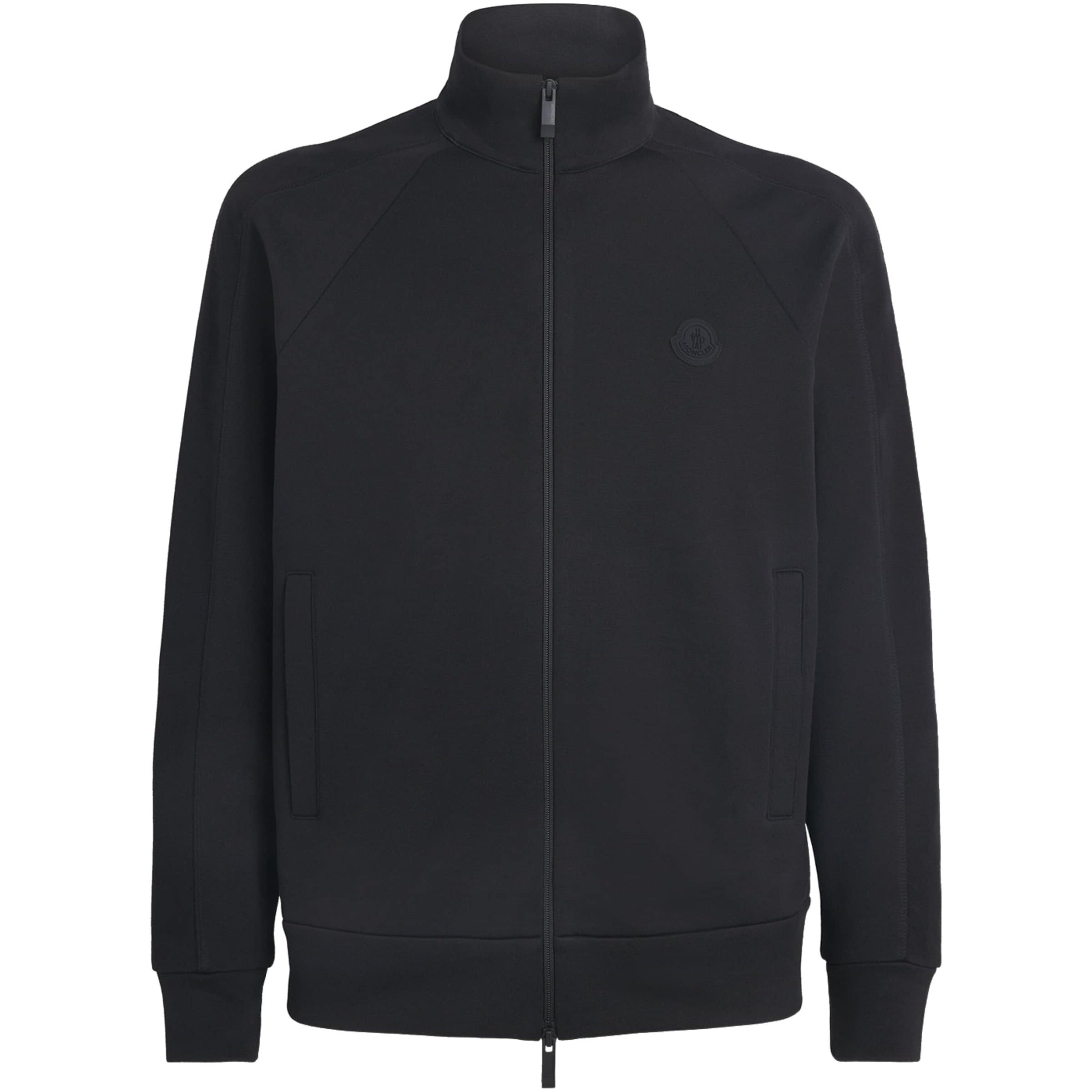 Moncler Black Cotton Logo Zip-Up Cardigan