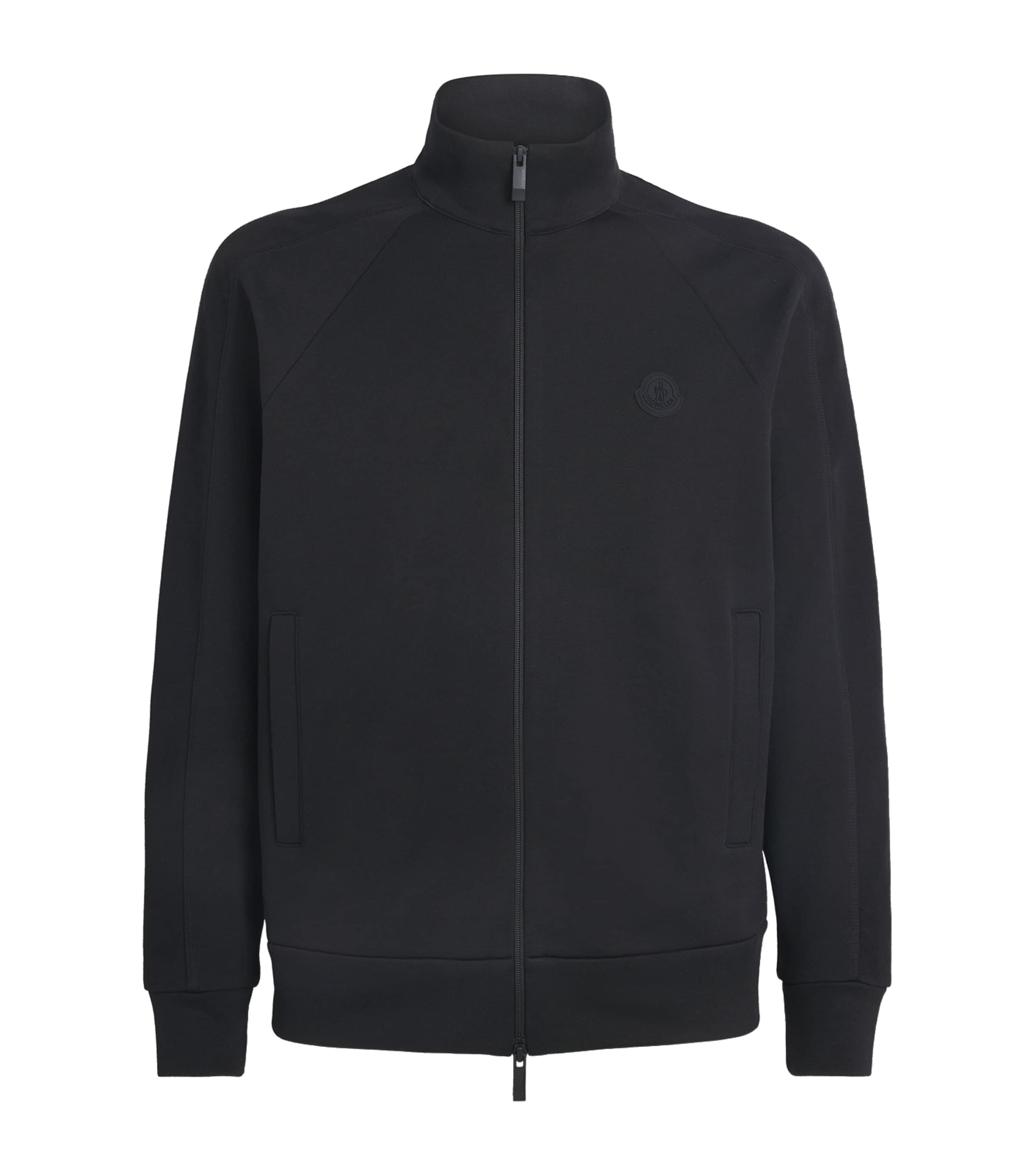 Moncler Black Cotton Logo Zip-Up Cardigan