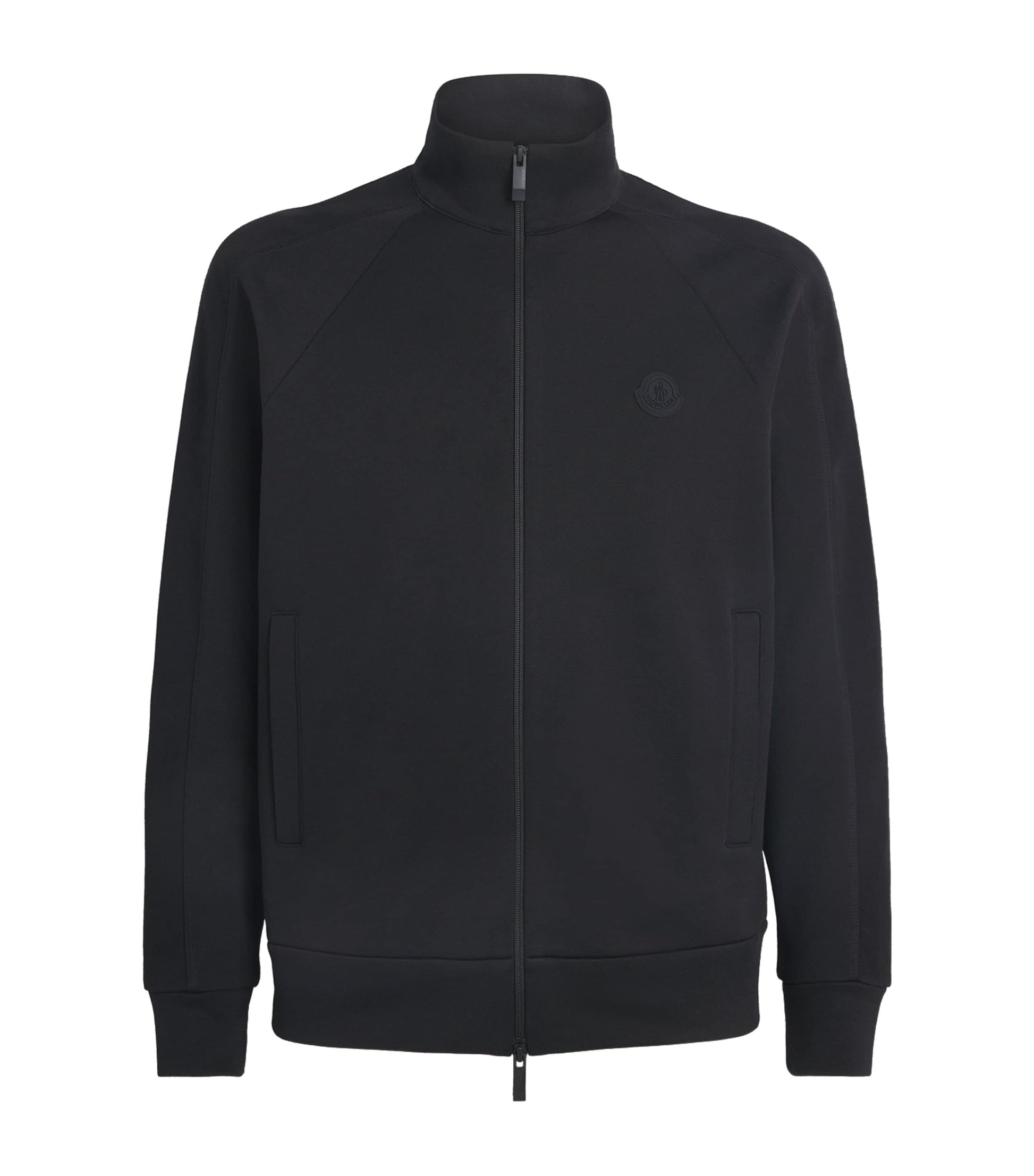 Moncler Black Cotton Logo Zip-Up Cardigan