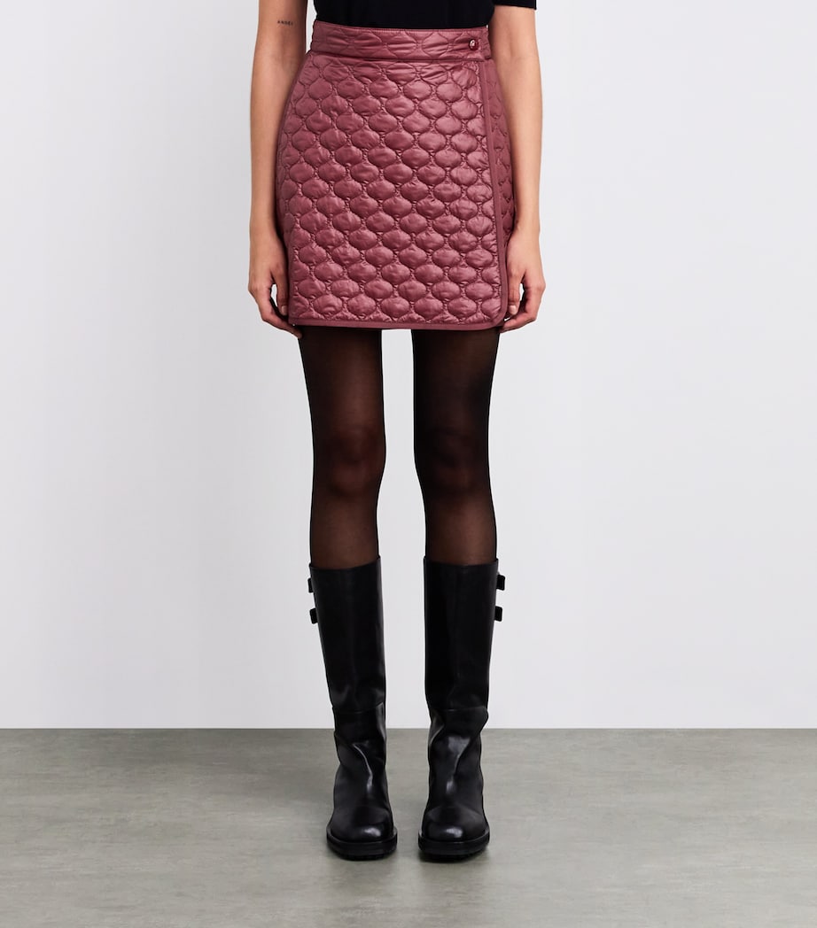 Moncler Red Quilted Wrap Mini Skirt