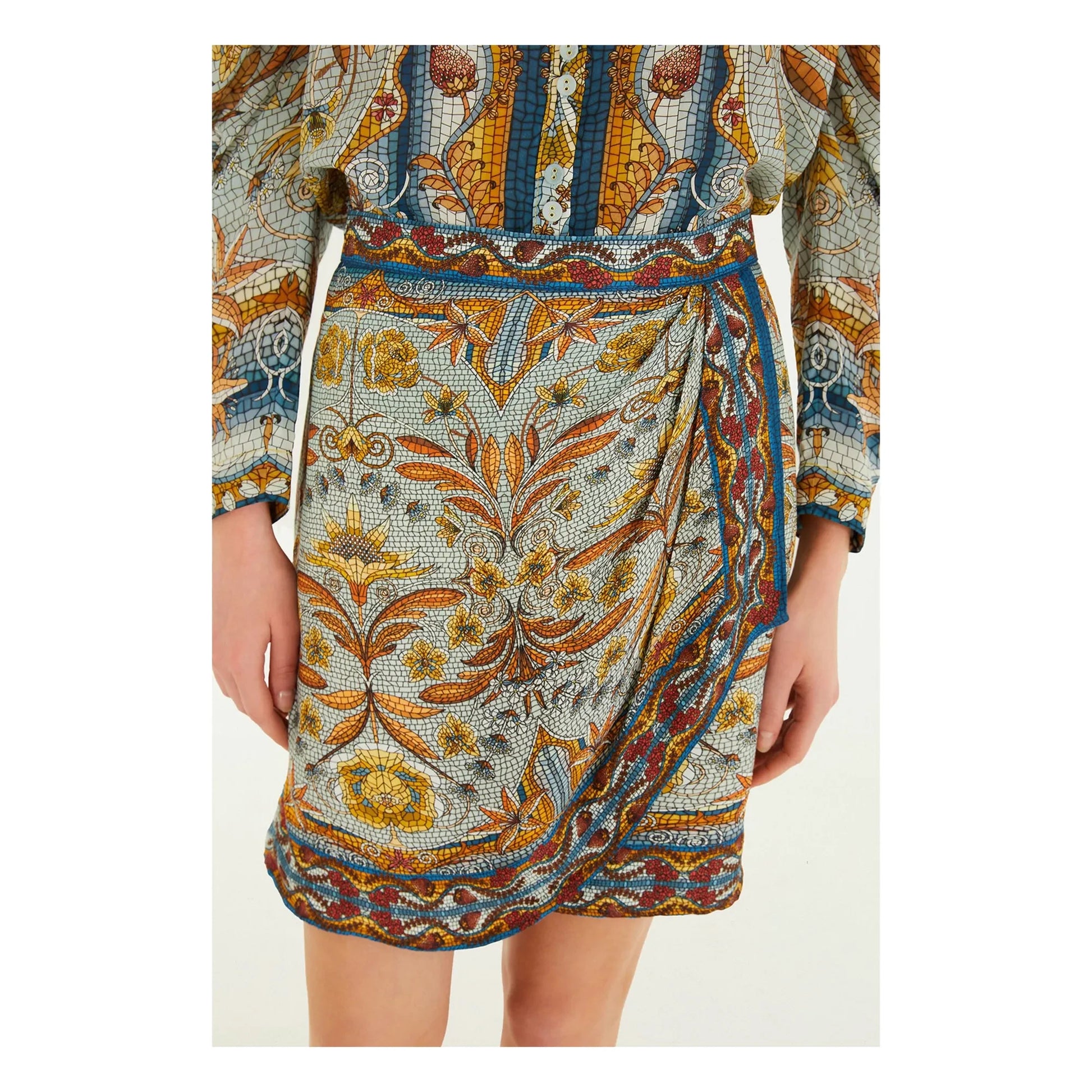 Farm Rio - Mosaic Garden skirt | Blue