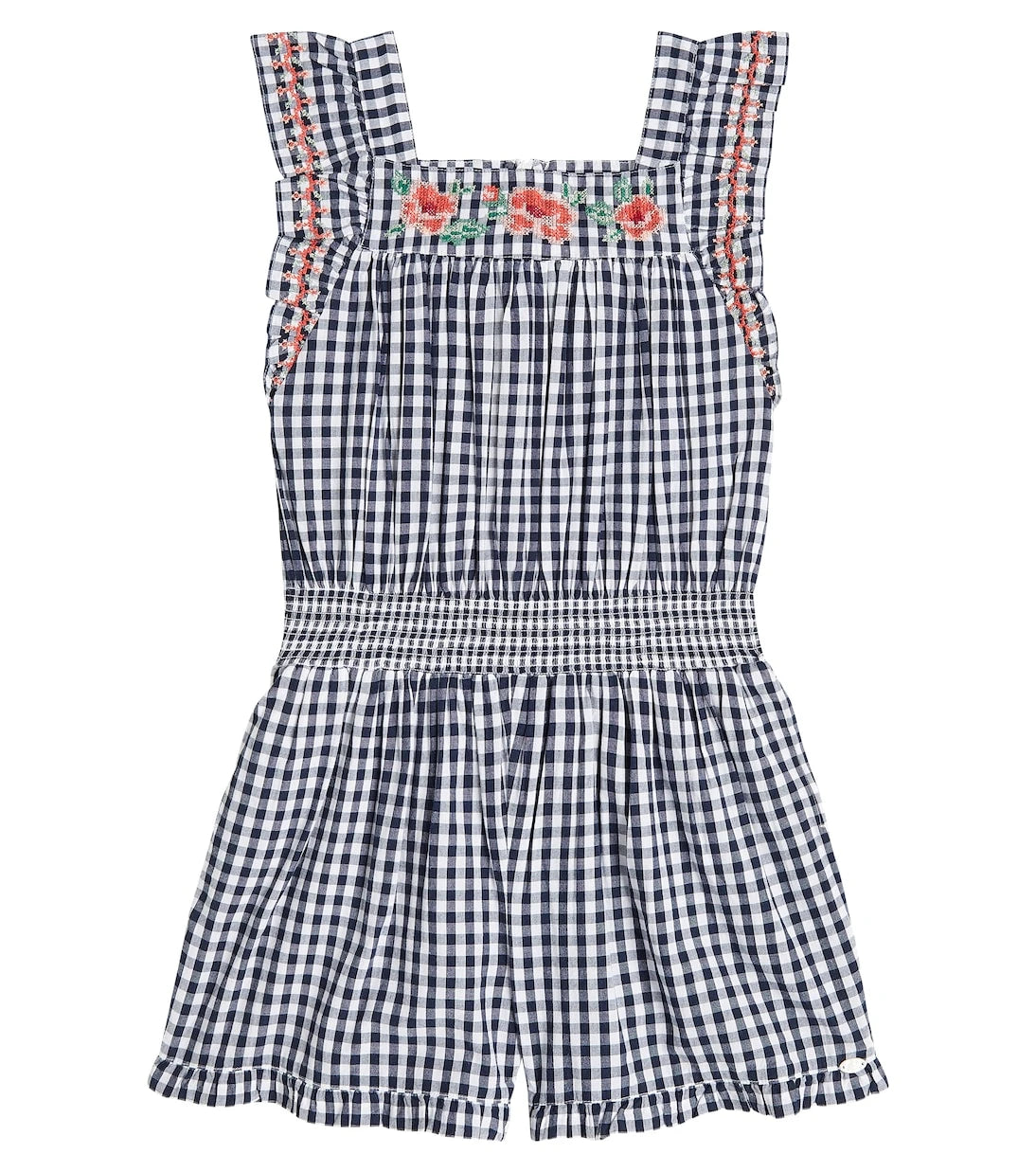 Tartine et Chocolat - Embroidered gingham cotton playsuit