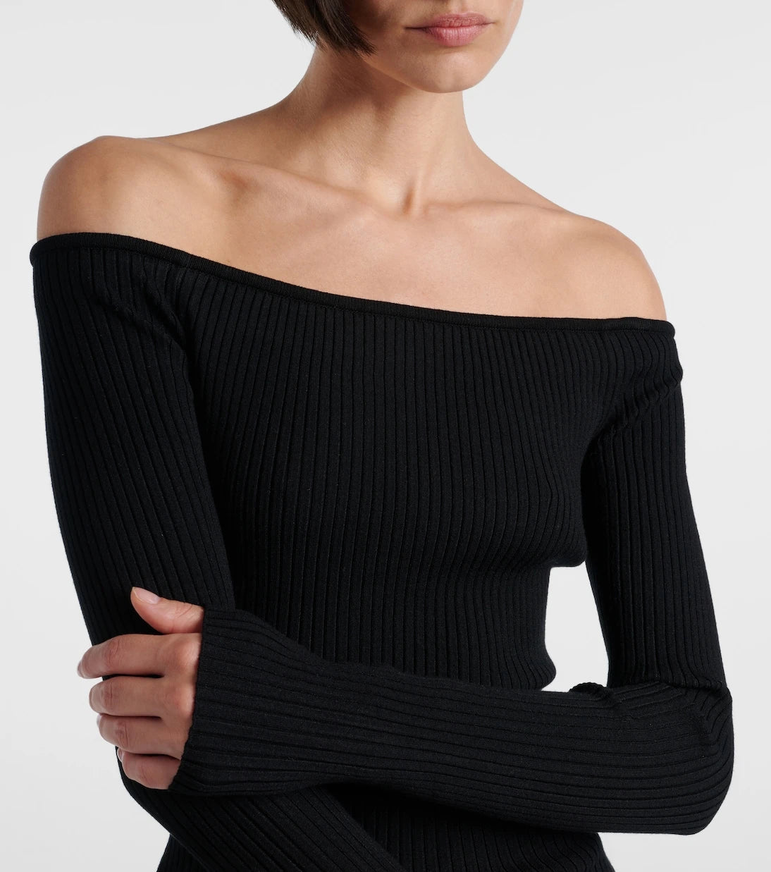 Courrèges - Off-shoulder ribbed-knit top