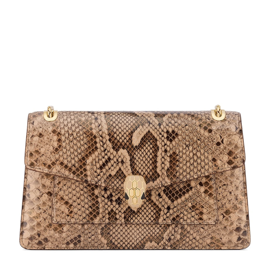 Bvlgari Beige Python Leather Serpenti Forever Shoulder Bag