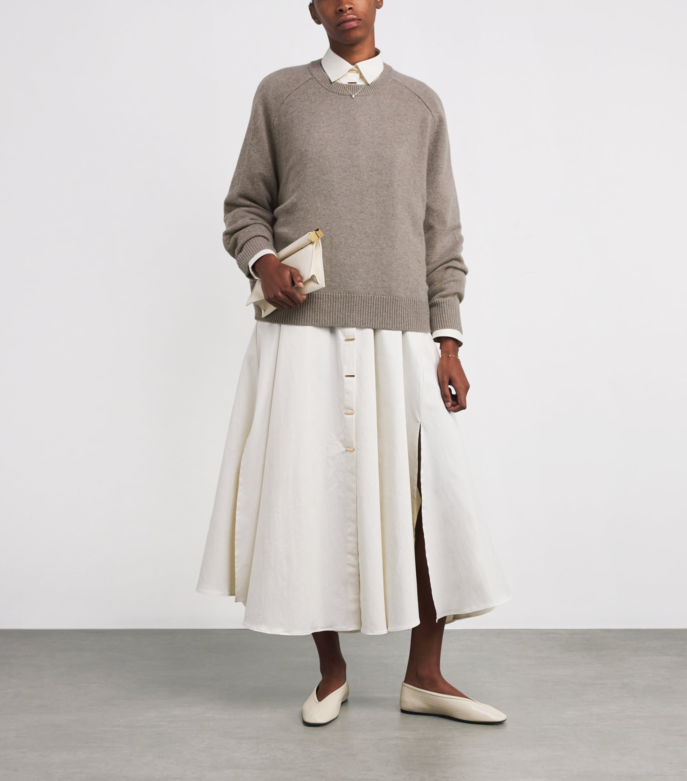 Soft Goat Beige Cashmere Boyfriend Sweater