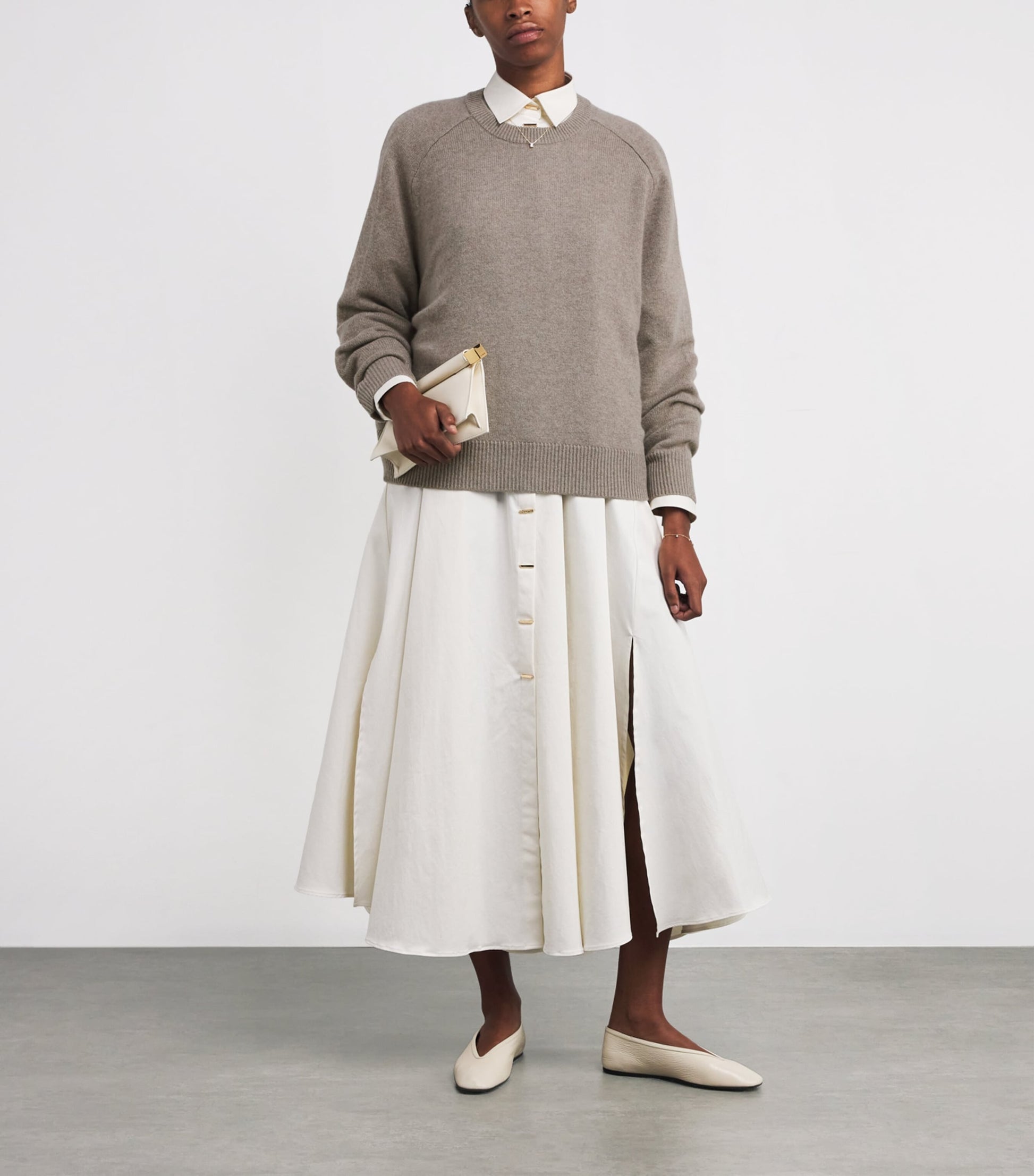 Soft Goat Beige Cashmere Boyfriend Sweater