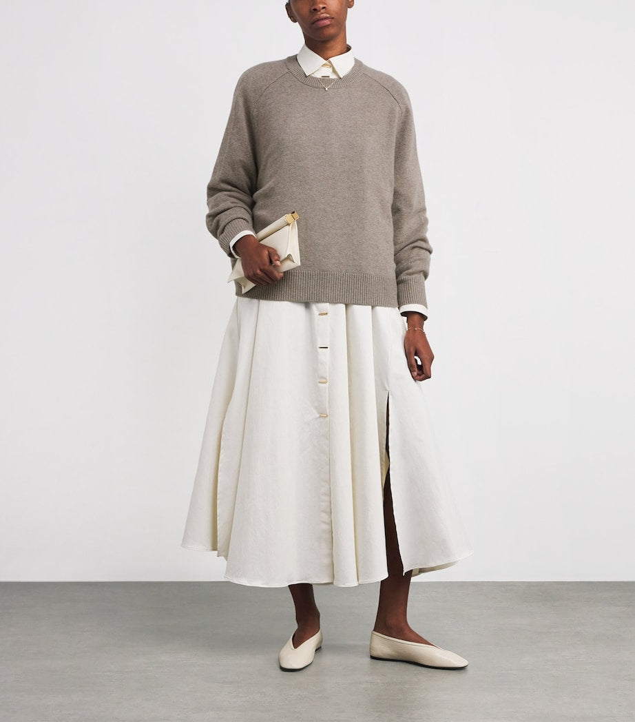 Soft Goat Beige Cashmere Boyfriend Sweater