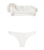 Maygel Coronel White Ruched Yojaira Halterneck Swimsuit