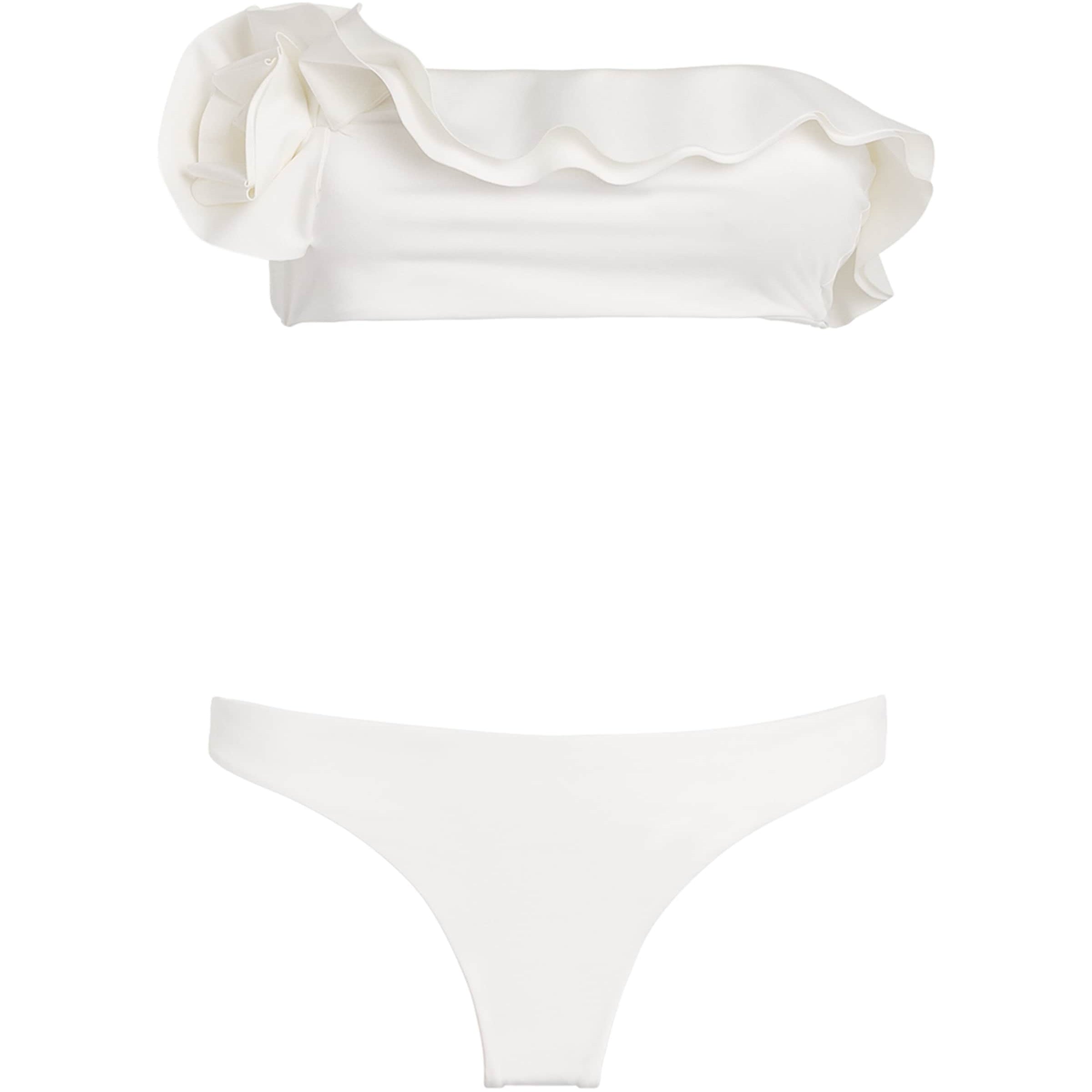 Maygel Coronel White Ruched Yojaira Halterneck Swimsuit