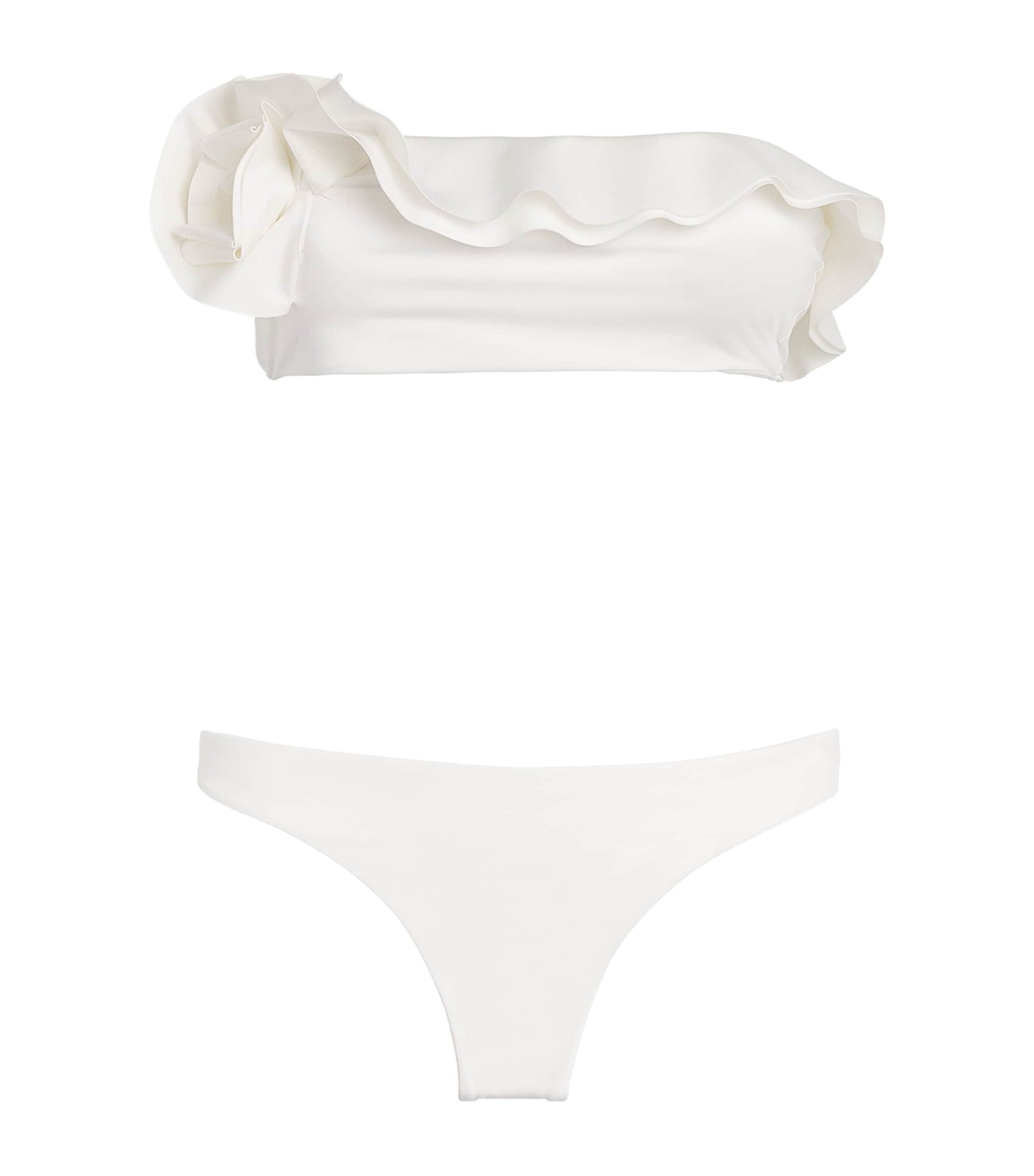 Maygel Coronel White Ruched Yojaira Halterneck Swimsuit