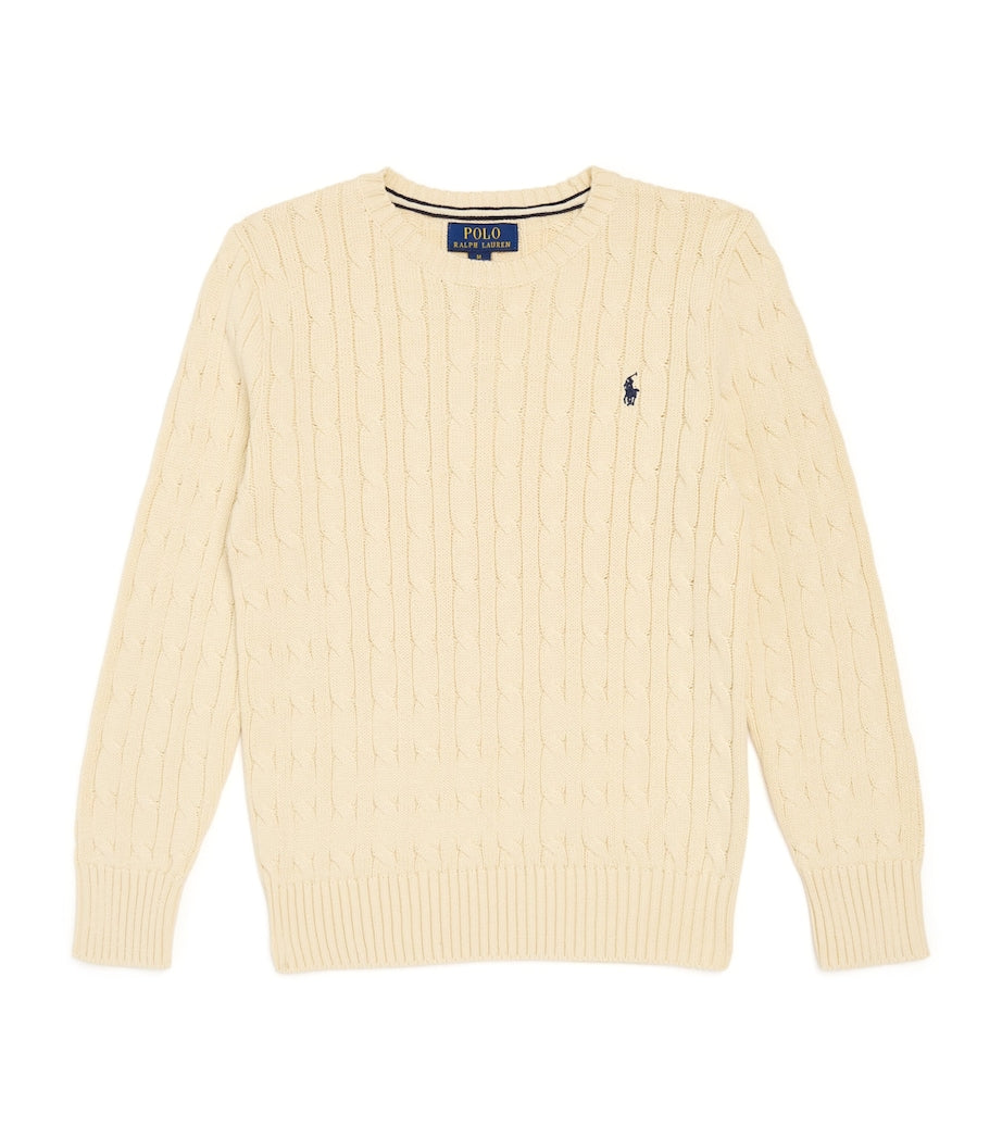 Ralph Lauren Kids Ivory Cotton Cable-Knit Sweater (6-14 Years)