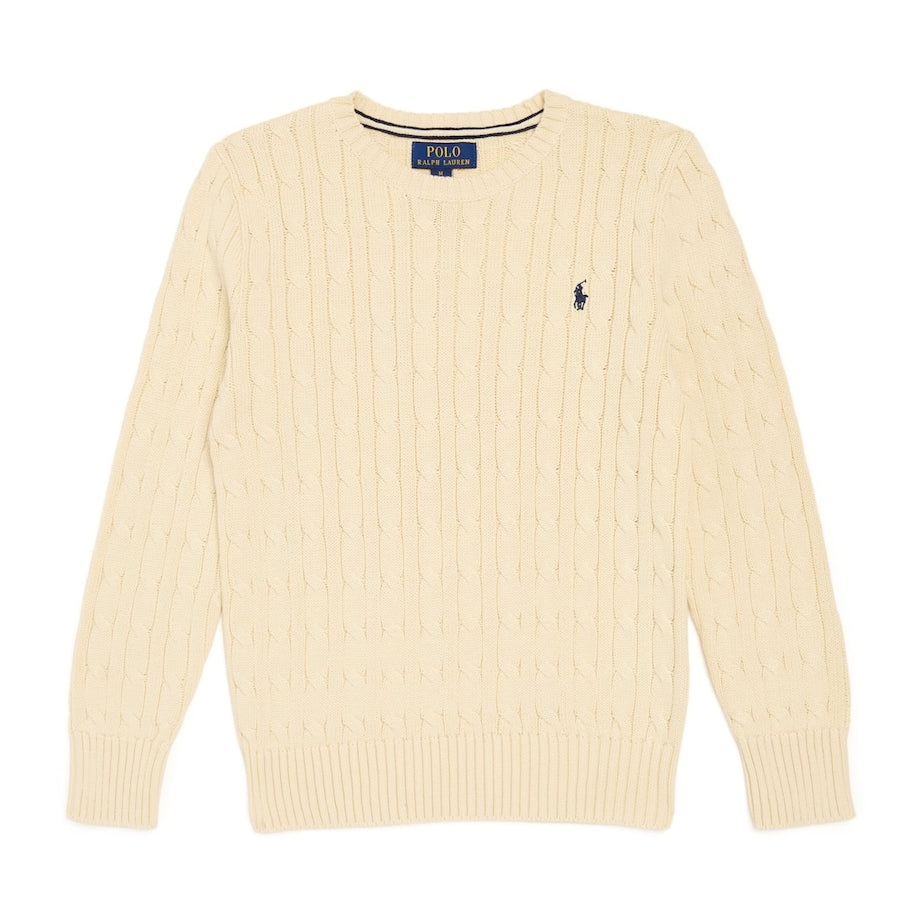 Ralph Lauren Kids Ivory Cotton Cable-Knit Sweater (6-14 Years)
